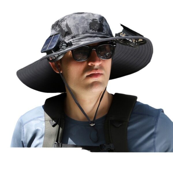 Outdoor Wide Brim Sun Hat With Solar Fan Wide Brim Solar Fan Outdoor Fishing Hat Solar USB Charging Solar Powered Hat Adjustable - Image 3