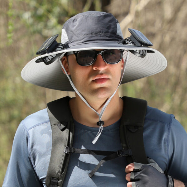 Outdoor Wide Brim Sun Hat With Solar Fan Wide Brim Solar Fan Outdoor Fishing Hat Solar USB Charging Solar Powered Hat Adjustable - Image 10