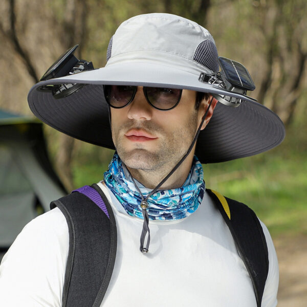 Outdoor Wide Brim Sun Hat With Solar Fan Wide Brim Solar Fan Outdoor Fishing Hat Solar USB Charging Solar Powered Hat Adjustable - Image 8