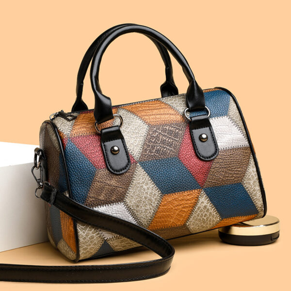 Fashion Color Contrast Plaid Geometric Pattern Commuter Shoulder Crossbody - Image 6