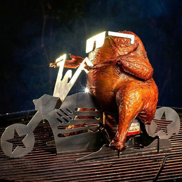 Chicken Stand Beer Funny American Motorcycle BBQ Steel Rack Tools Funny Roast Chicken Rack Grilling Roast Rack - Image 3