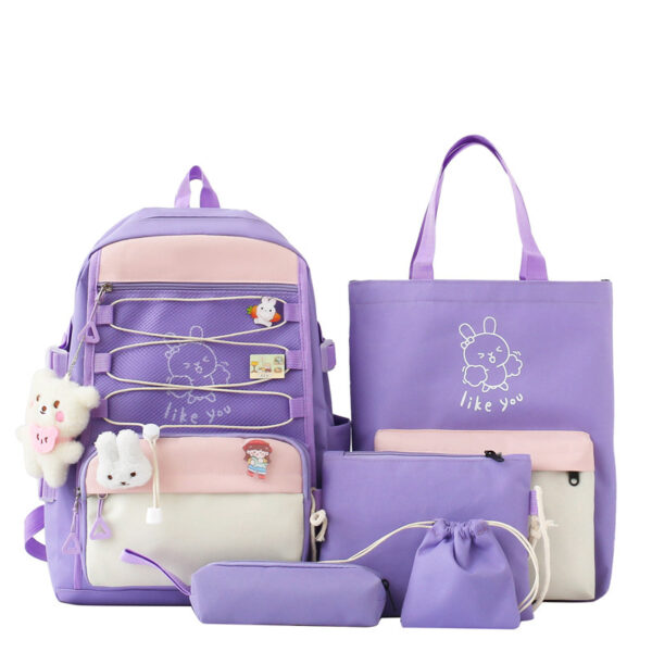 Backpack Lightweight And Large Capacity Student Schoolbag Four-piece Set - Image 8