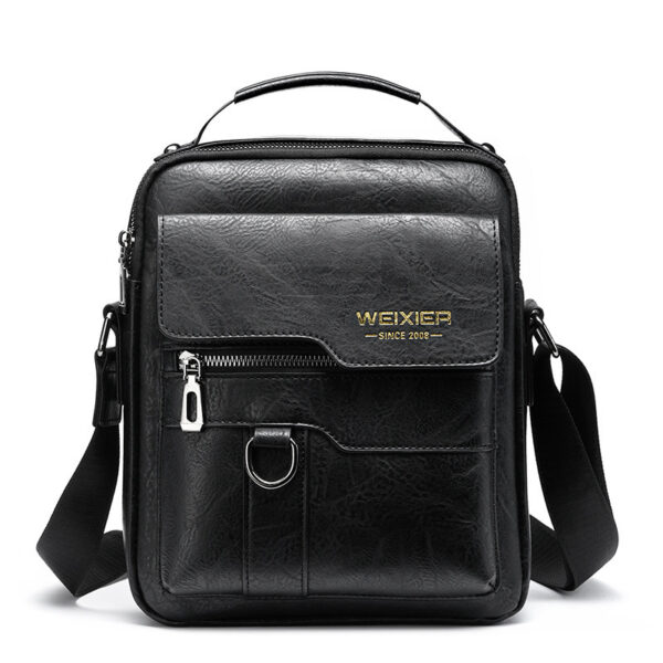 Popular Men's Messenger Bag One Shoulder Retro Business Backpack PU Leather Flaps Crossbody Bags Business Flap Male Solid Travel Bag - Image 9