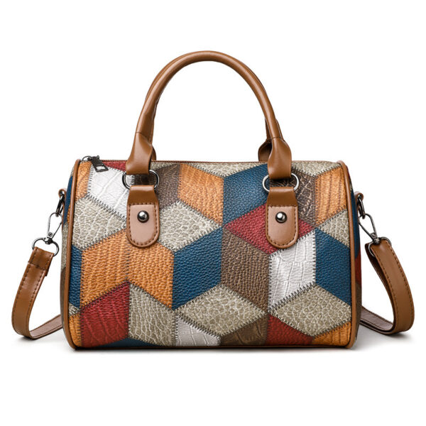 Fashion Color Contrast Plaid Geometric Pattern Commuter Shoulder Crossbody - Image 3