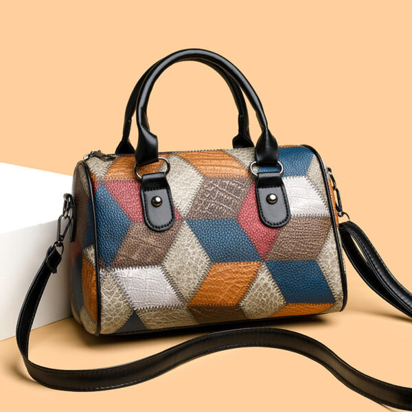 Fashion Color Contrast Plaid Geometric Pattern Commuter Shoulder Crossbody - Image 7