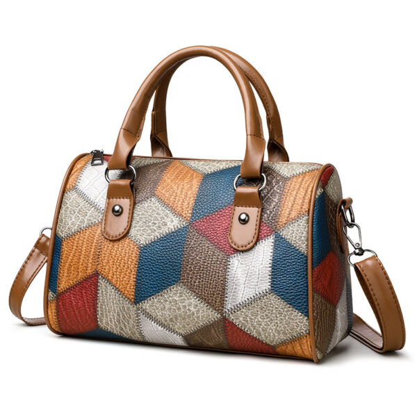 Fashion Color Contrast Plaid Geometric Pattern Commuter Shoulder Crossbody - Image 2