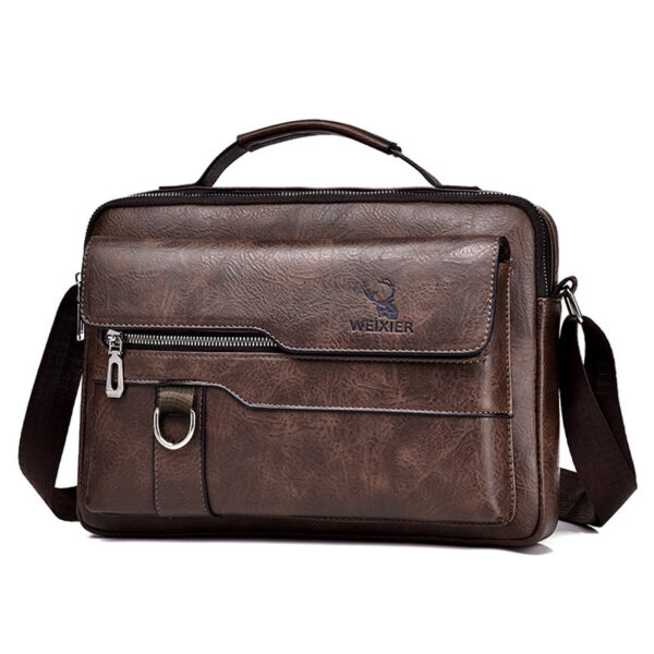 Popular Men's Messenger Bag One Shoulder Retro Business Backpack PU Leather Flaps Crossbody Bags Business Flap Male Solid Travel Bag - Image 10