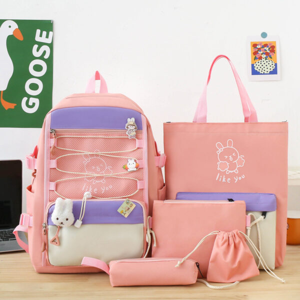 Backpack Lightweight And Large Capacity Student Schoolbag Four-piece Set - Image 5