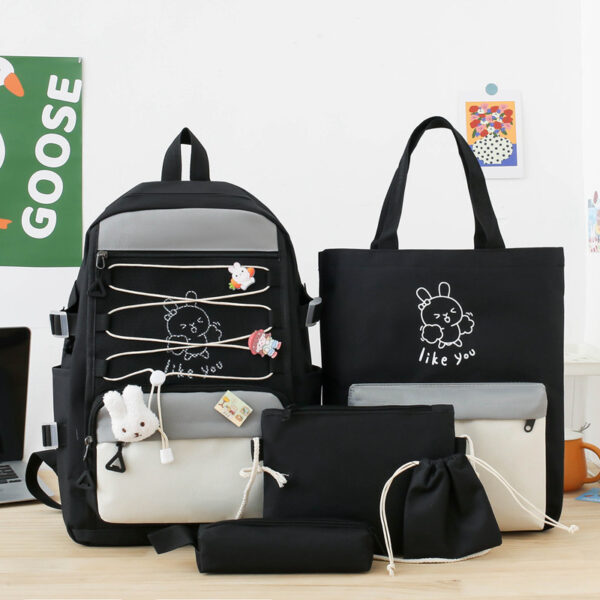 Backpack Lightweight And Large Capacity Student Schoolbag Four-piece Set - Image 4