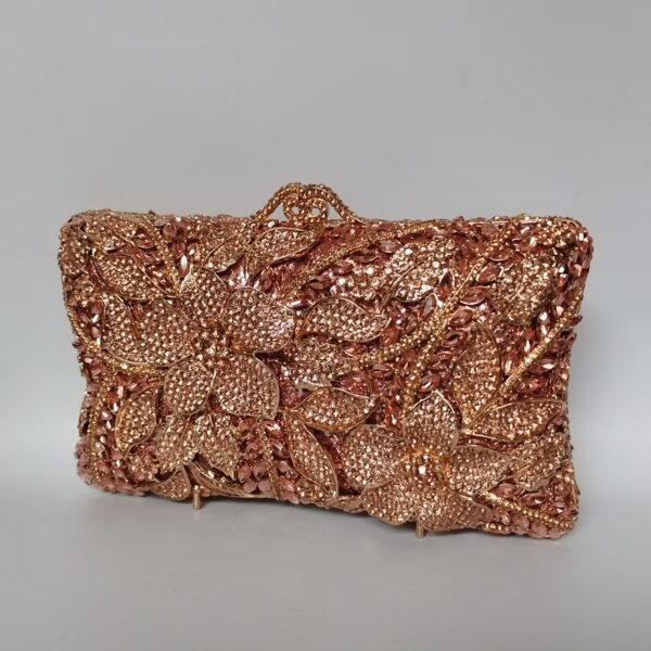 Flower Diamond Banquet Rhinestone Clutch Bridal Wedding Bag - Image 7