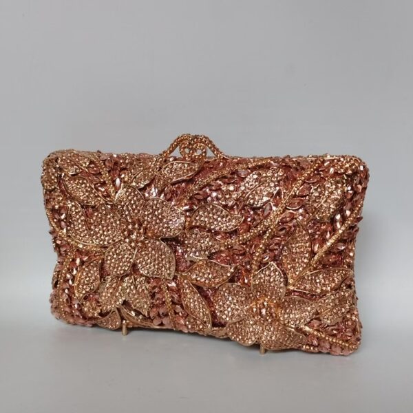 Flower Diamond Banquet Rhinestone Clutch Bridal Wedding Bag - Image 3