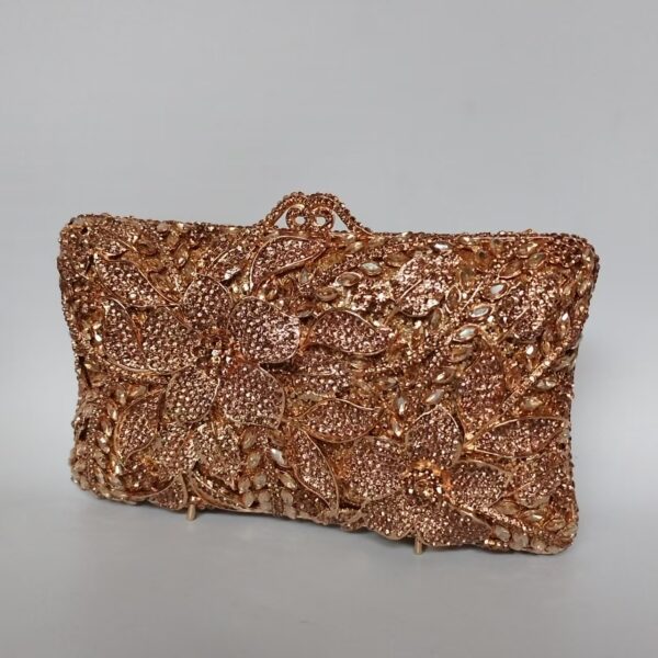 Flower Diamond Banquet Rhinestone Clutch Bridal Wedding Bag - Image 4
