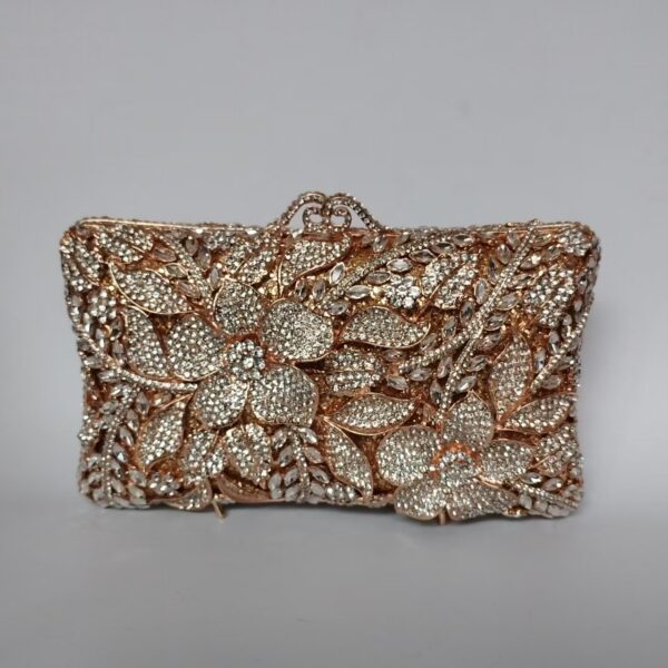 Flower Diamond Banquet Rhinestone Clutch Bridal Wedding Bag - Image 6