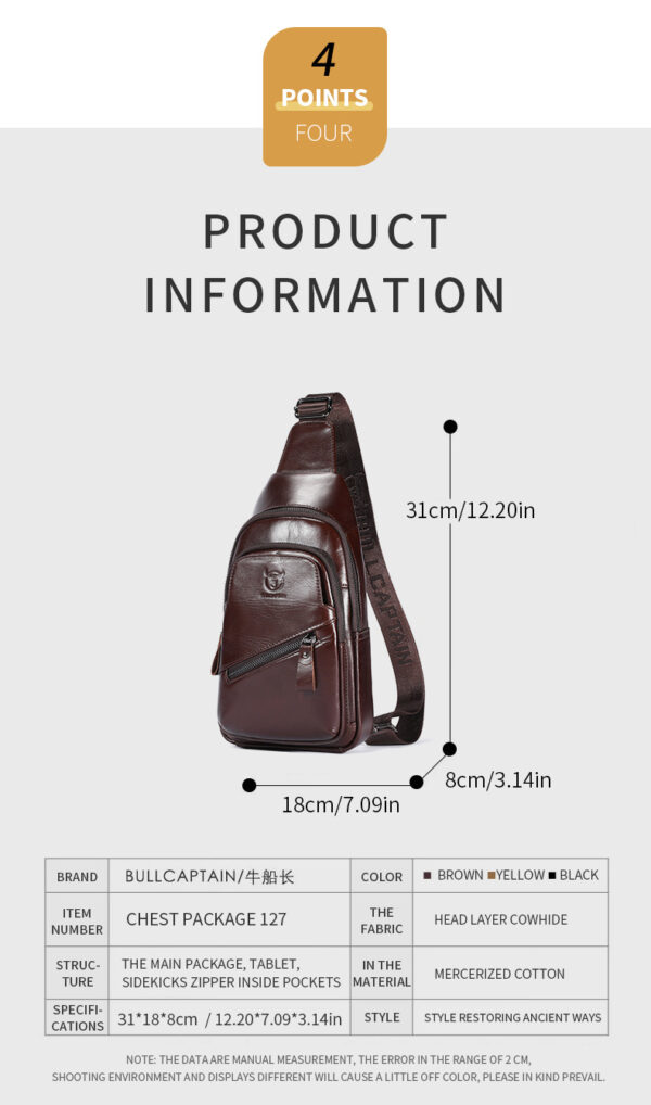 Bull Captain High-grade Large-capacity Genuine Leather Men's Shoulder Crossbody - Image 7