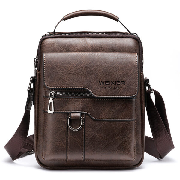 Popular Men's Messenger Bag One Shoulder Retro Business Backpack PU Leather Flaps Crossbody Bags Business Flap Male Solid Travel Bag - Image 3