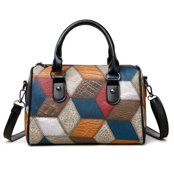 Fashion Color Contrast Plaid Geometric Pattern Commuter Shoulder Crossbody - Image 5