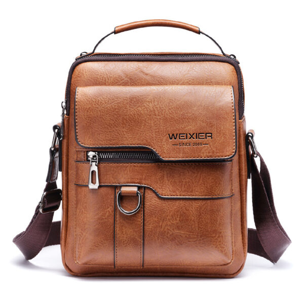Popular Men's Messenger Bag One Shoulder Retro Business Backpack PU Leather Flaps Crossbody Bags Business Flap Male Solid Travel Bag - Image 8