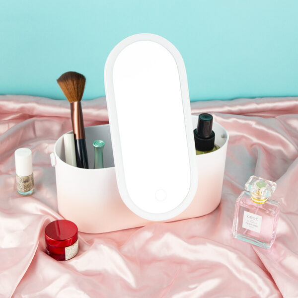 Portable Handheld Dressing Box Mirror Desktop Beauty Mirror With Lamp - Image 2