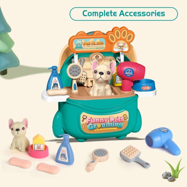 2025 Pet Care Play Set Doctor Kit For Kids, 16 Pcs Doctor Pretend Play Vet Dog Grooming Toys Puppy Dog Carrier Feeding Dog Backpack Gifts.Logistics Is Randomly Sent By UPS,USPS,FEDEX. - Image 2