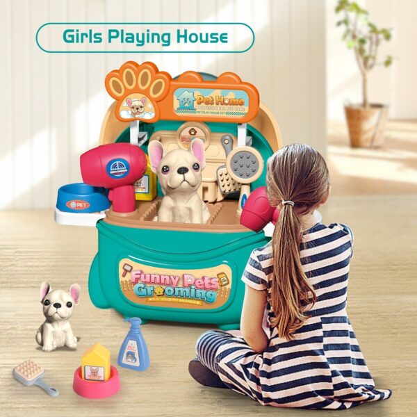 2025 Pet Care Play Set Doctor Kit For Kids, 16 Pcs Doctor Pretend Play Vet Dog Grooming Toys Puppy Dog Carrier Feeding Dog Backpack Gifts.Logistics Is Randomly Sent By UPS,USPS,FEDEX. - Image 4