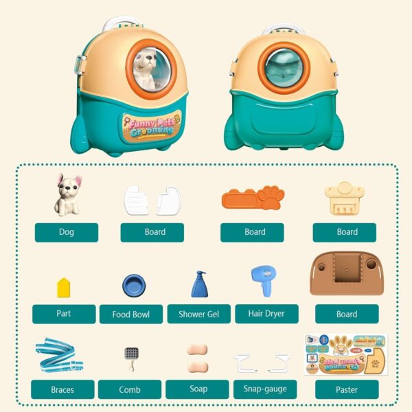 2025 Pet Care Play Set Doctor Kit For Kids, 16 Pcs Doctor Pretend Play Vet Dog Grooming Toys Puppy Dog Carrier Feeding Dog Backpack Gifts.Logistics Is Randomly Sent By UPS,USPS,FEDEX. - Image 9